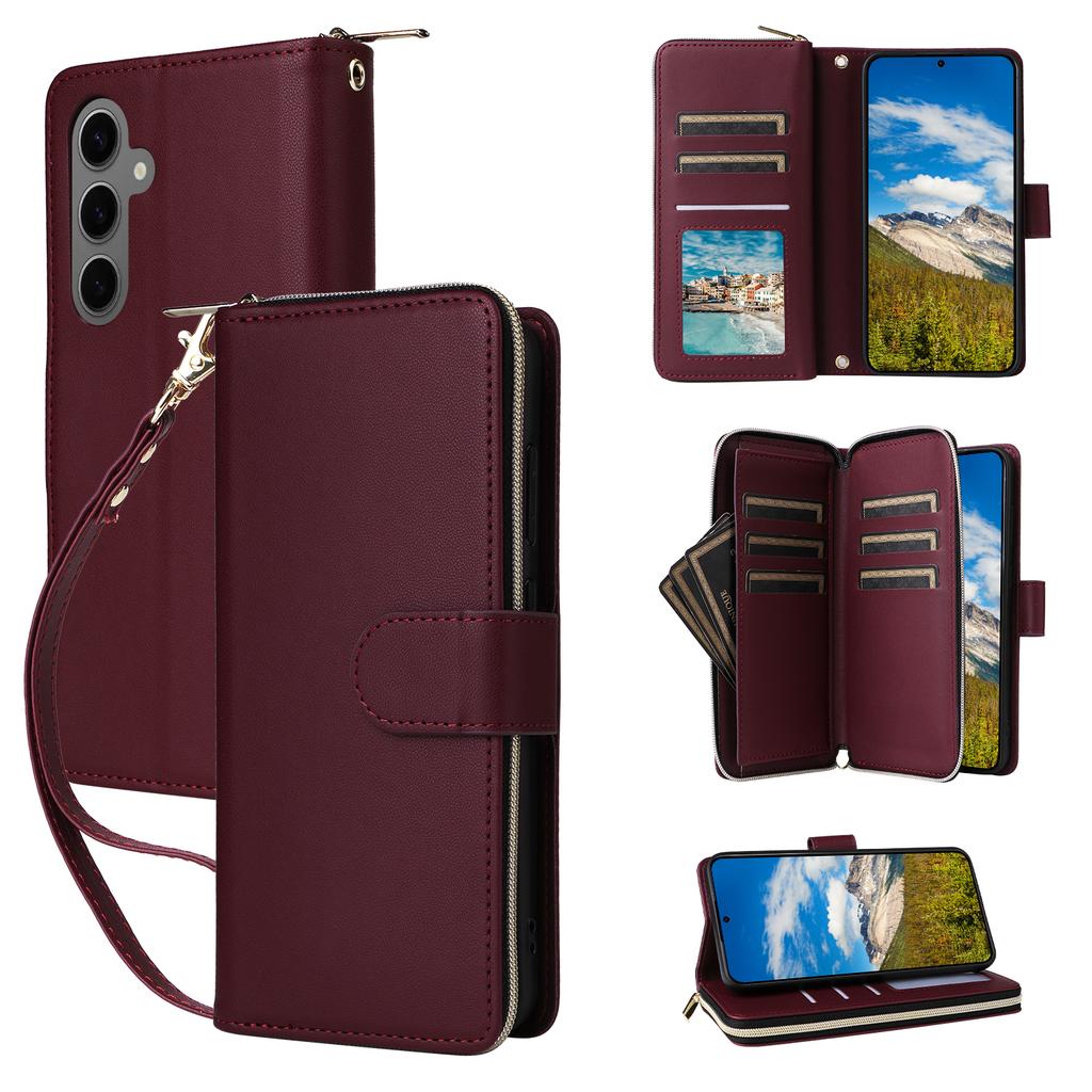 R20 For Samsung Galaxy S24+ Case Zipper Wallet PU Leather Stand Phone Cover