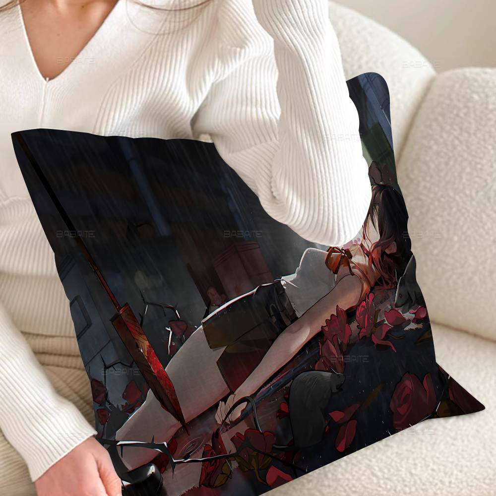 Hot Reze C-Chainsaw M-Man Decorative Room Aesthetics Pillow Case Home Decor Bedroom Sofa Bed Couch Pillow Cover 45x45