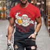 Christmas Men T-shirt 3D Print Beer Santa Claus Pattern Printing T Shirt for Man Hip-hop T-shirt New Year Gift Graphic T Shirt