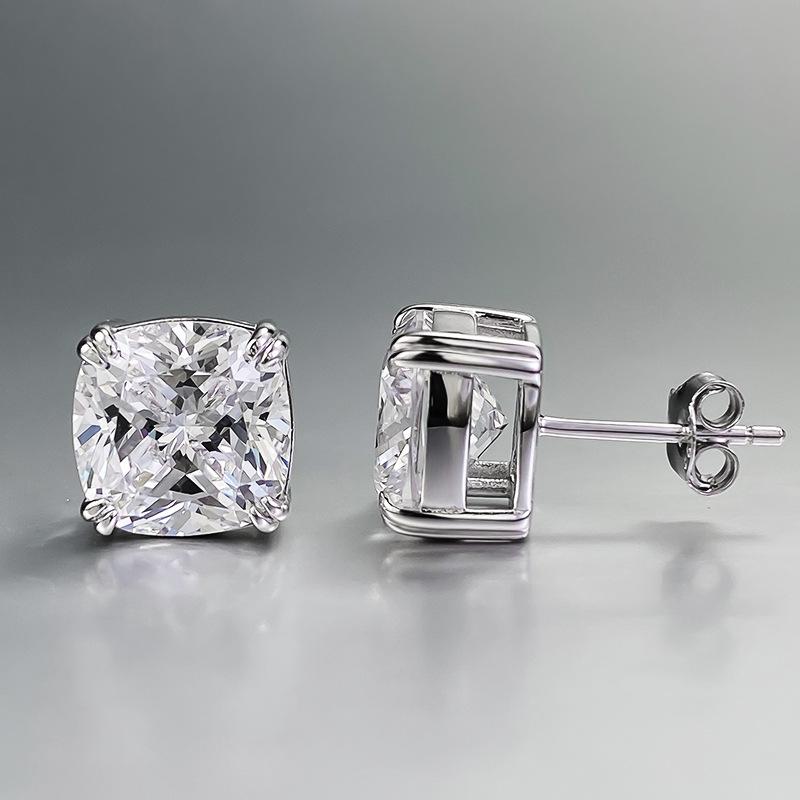 And American New S925 Body Silver Fat square High Carbon for Women's Wedding Jewelry
