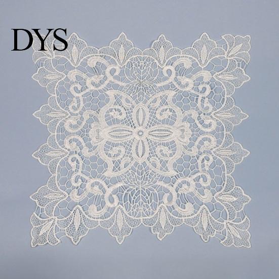 Decorative Table Covers for Weddings White Lace Doily, Elegant Retro Placemat, Embroidered Small Round Placemats Jewelry Trays Mat, Rectangular