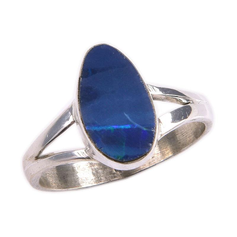 Подарочное кольцо из чистого серебра 925 пробы с натуральным австралийским опалом ручной работы S.7.5 u1S71