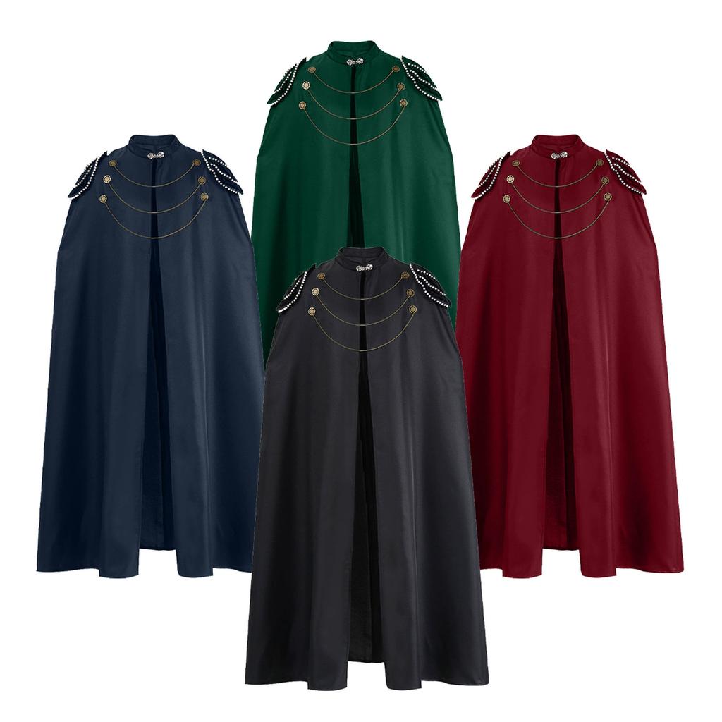 Ретро Королевский Плащ с Капюшоном для Мужчин и Женщин с Цепочкой из Бусин