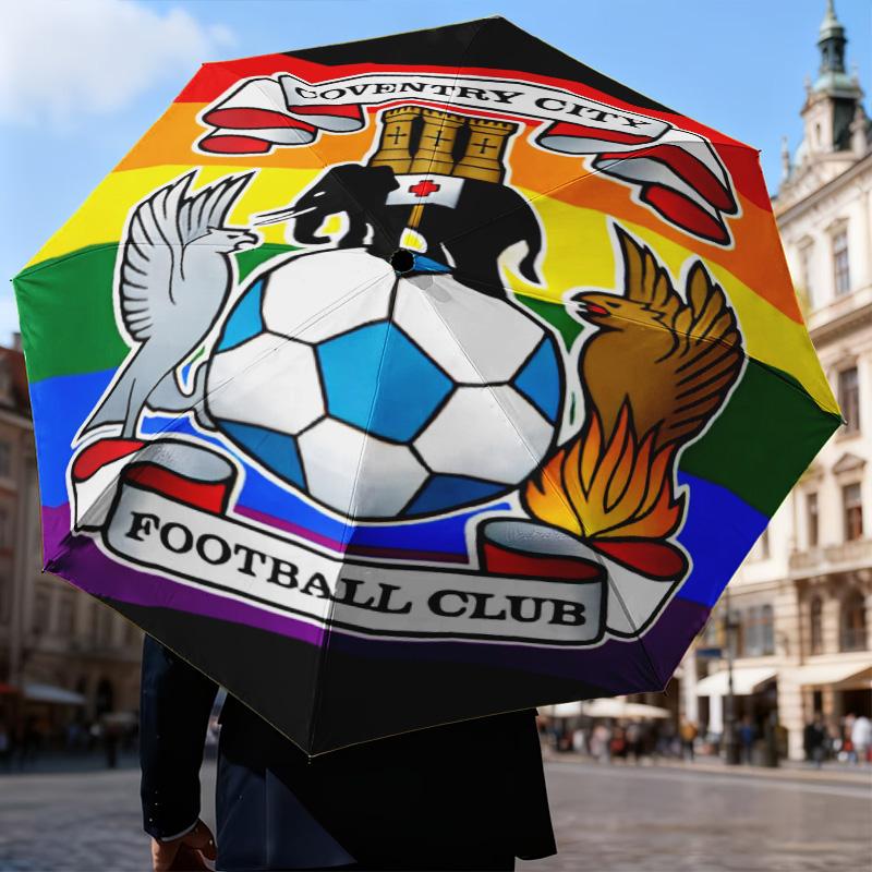 1PC Coven-try Football Club Crest Printed Umbrella Folding umbrella, automatic umbrella 8-Frame for Travel, camping Fan gifts Christmas Gifts
