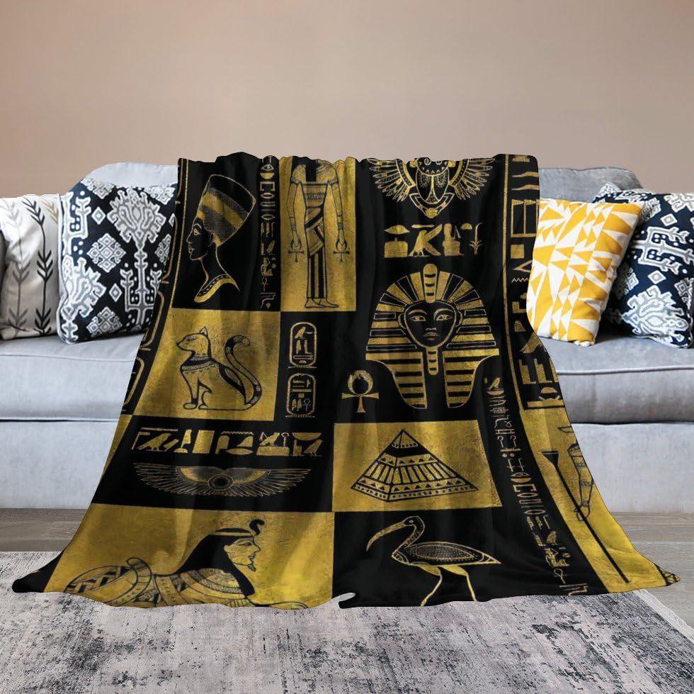 Ancient Egyptian mysterious symbols digital-printed polyester velvet flannel cover blanket Fleece soft cover blankets for beds