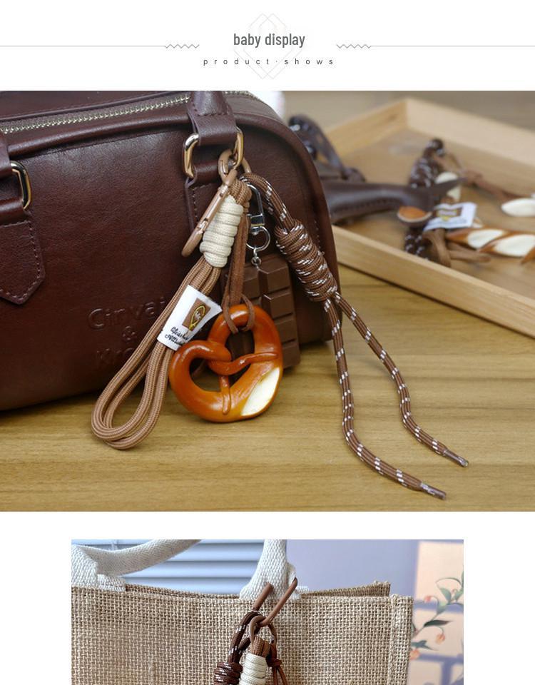 INS-Style Miu Series Alkaline Water Bread Bag - Cute Chocolate Pendant Jewelry Keychain