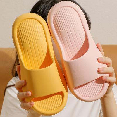 Женские летние тапочки, мягкие, толстые, на платформе, шлепанцы, уличные, Eva, бесшумные, для ванной, пляжные сандалии, пара, нескользящие, сплошные шлепанцы