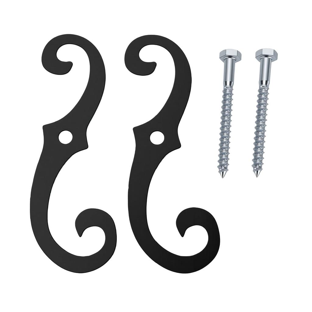 2pcs S Style Shutter Dogs 6.3in Shutter Dog Holders with Mounting Screws External Shutters Tieback Iron Black
