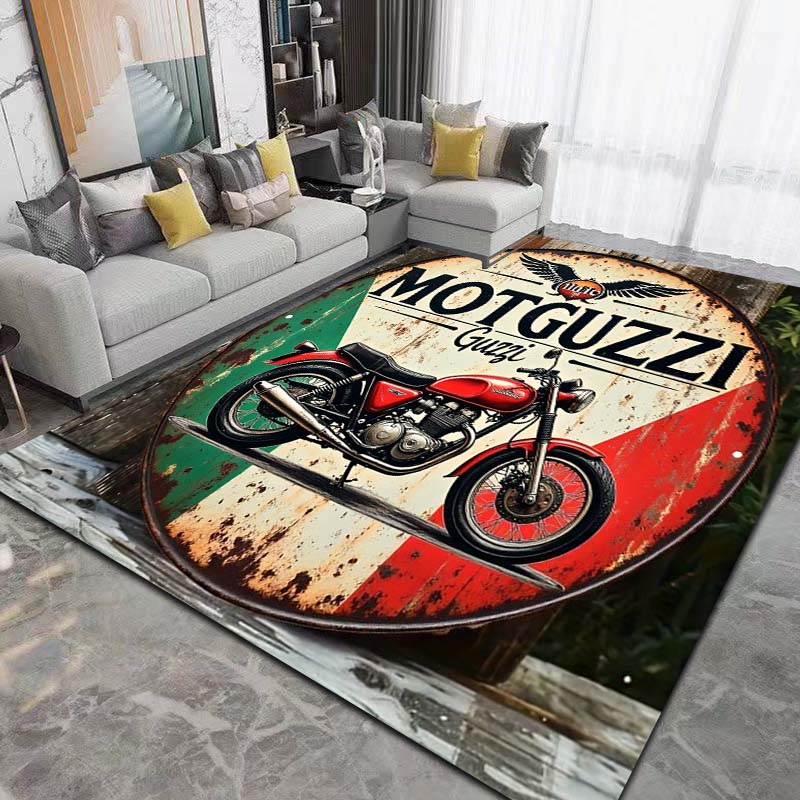 2026 New Retro Motorcycle G-Guzzi Printed Carpet Living Room Bedroom Decoration Tea Table Table Non slip Entrance Carpet Gift