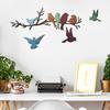 Metal Bird Wall Décor Creative Metal Bird Hanging Sculpture On the Leaves Branch Cute Bird Silhouette Art Wall Mounted Bird Sign