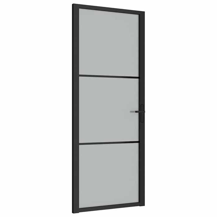 VidaXL Porte intérieure 83x201,5 cm Noir Verre mat et aluminium 350553