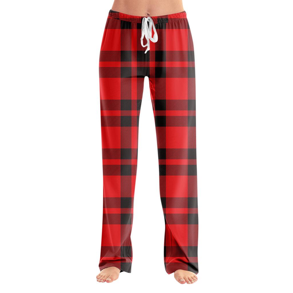 Pajama Pants Sleepwear Casual Drawstring Elastic Waist Pants Comfy Straight Yoga Loose Trousers