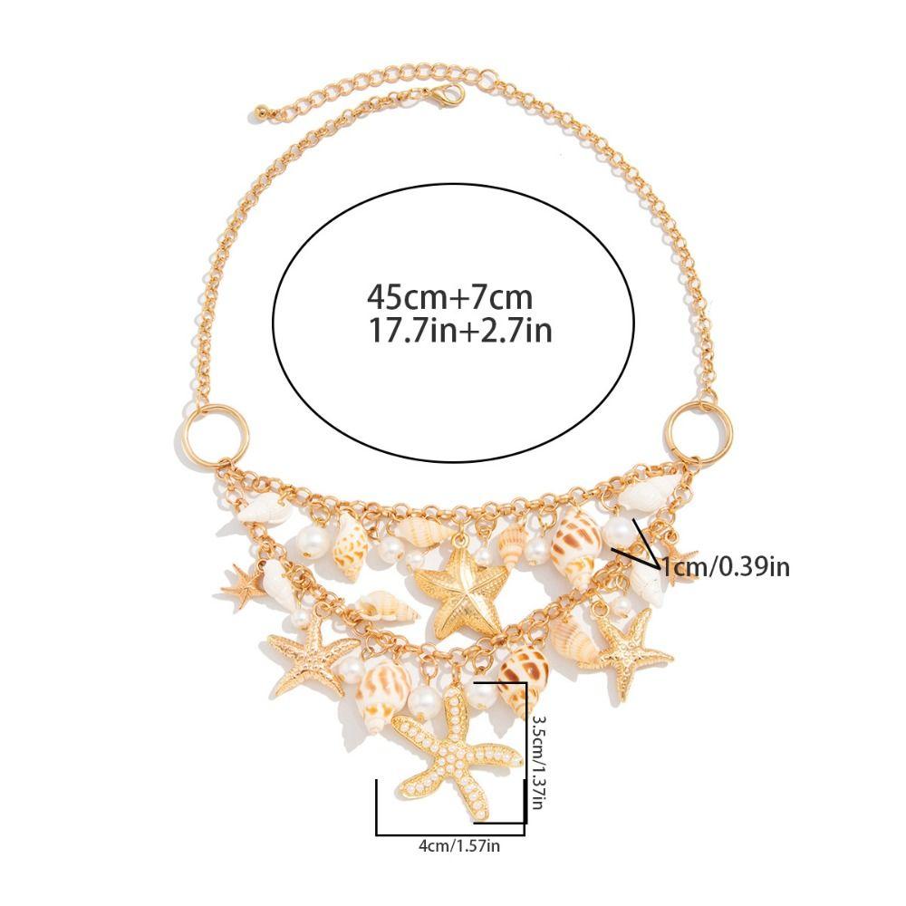 Bohemian Shell Starfish Waist Chain Imitation Pearl Bikini Body Chain  Dress Accessories