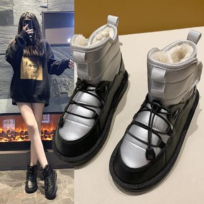 Женские теплые зимние сапоги 2024 года, зимние новые модные уличные меховые водонепроницаемые женские меховые короткие сапоги с эластичной резинкой на плоской подошве