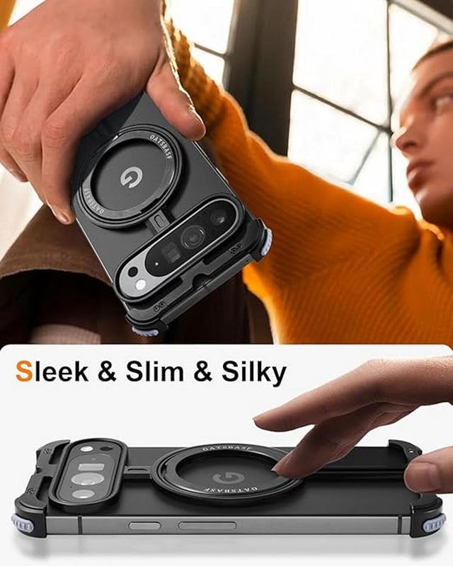 Aluminium Alloy Frameless Phone Case For Google Pixel 9 Pro XL 9 Pro 8 Pro Wireless Charge Magnetic Ring Stand Shockproof Cover