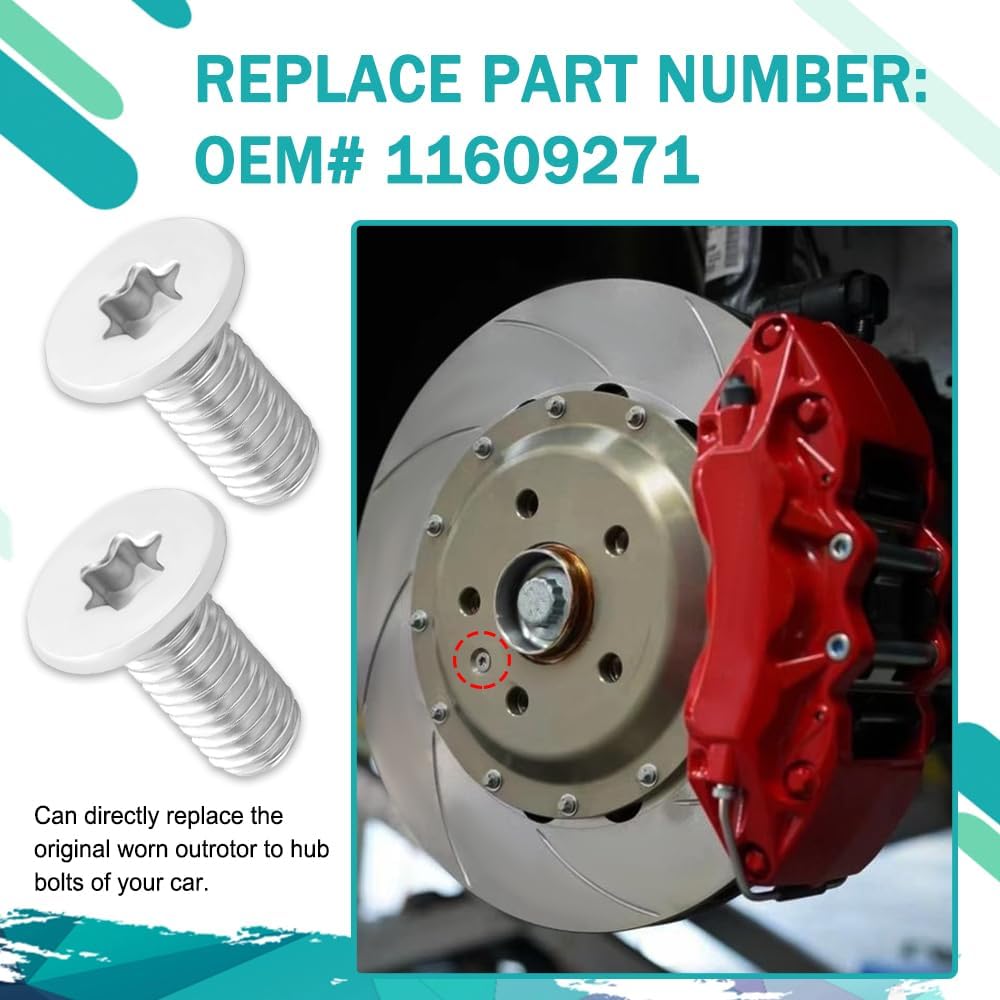 8PCS Stainless Steel Brake Disc Rotor Screws, Brake Rotor Bolt, Brake Rotor Screw Replacement OEM#11609271 Compatible With Buick,Chevry Suburban