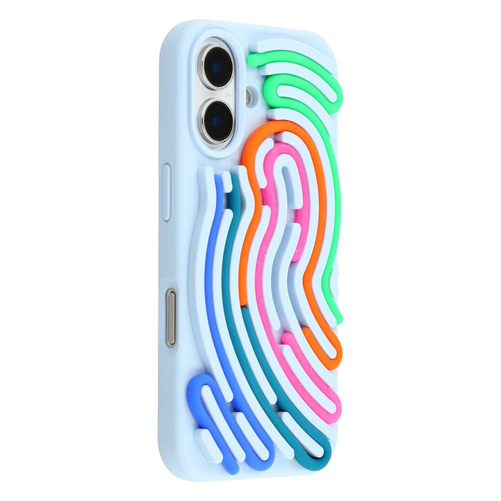 For iPhone 16 Case 3D Stress Relief DIY Colorful Bar Silicone PC Phone Cover Arc Stripe