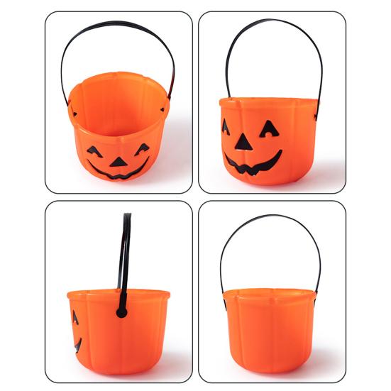 Halloween Candy Bucket Pumpkin Skull Bucket Trick or Treat Bucket with Handle for Kids Halloween Party Decoration