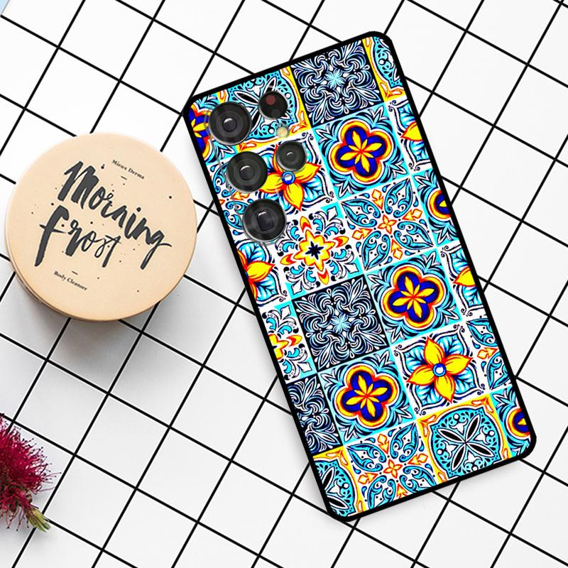 Чехол с узором марокской мозаичной плитки для Samsung Galaxy S23 S21 Ultra S22 S20 FE S8 S9 S10 Note 10 Plus Note 20 Ultra