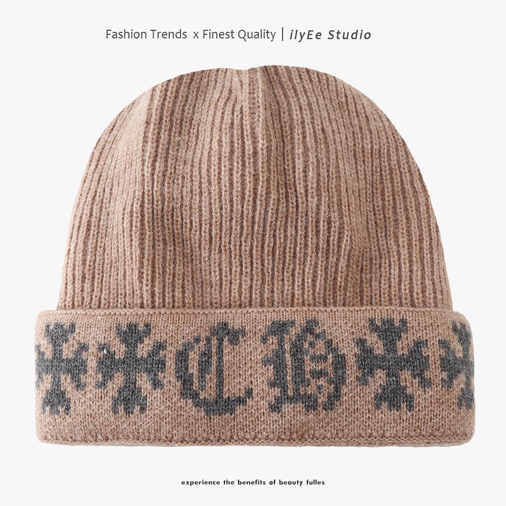 Women's Warm Knitted Wool Hat with Earmuffs for Autumn and Winter - Korean Style, Versatile, Large Head Circumference