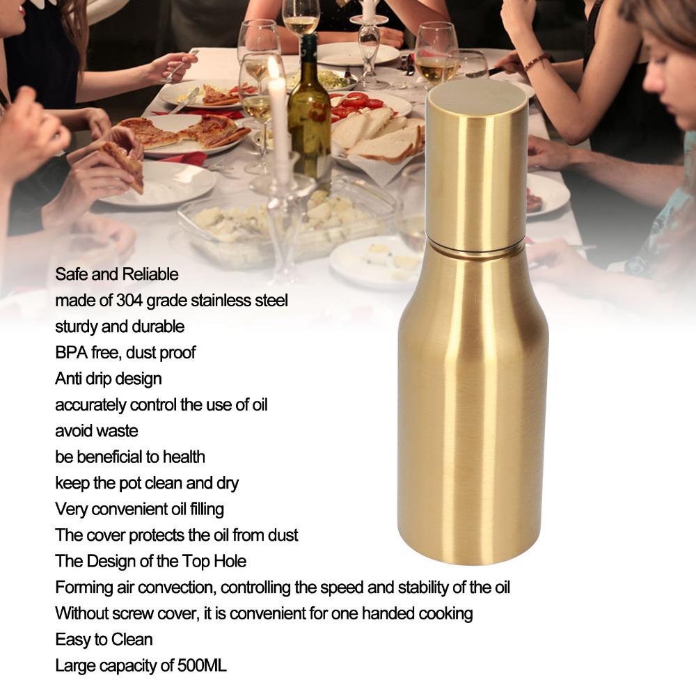 500ml Capacity Olive Oil Decanter 304 Stainless Steel Vinegar Dispenser Bottle Home Cooking