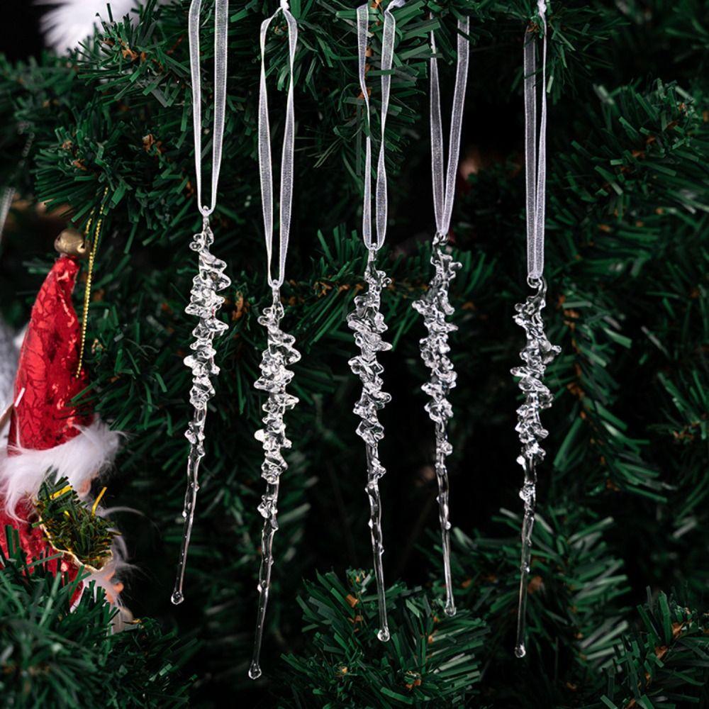5/12Pcs Acrylic Christmas Hanging Pendants Transparent Xmas Tree Embellishment for Christmas