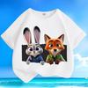 Новый безумный принт Zootopia от Disney Универсальный Повседневный Летний Детский Топ с коротким рукавом Круглый вырез Свободный Хлопок