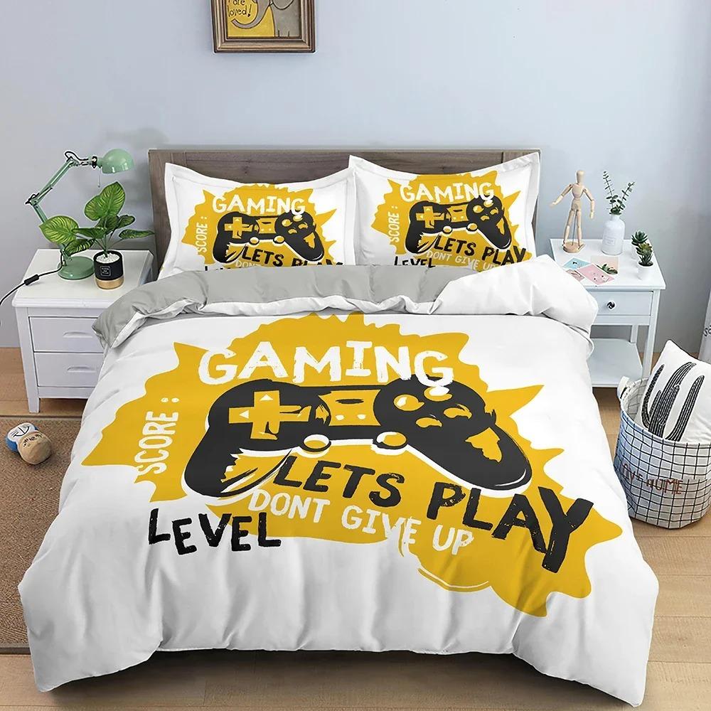 Подростковое одеяло с пододеяльником на тему видеоигр King Gamepad Controller Комплект постельного белья Молодежный игровой комплект постельного белья 3D Полиэстеровая наволочка Инструмент