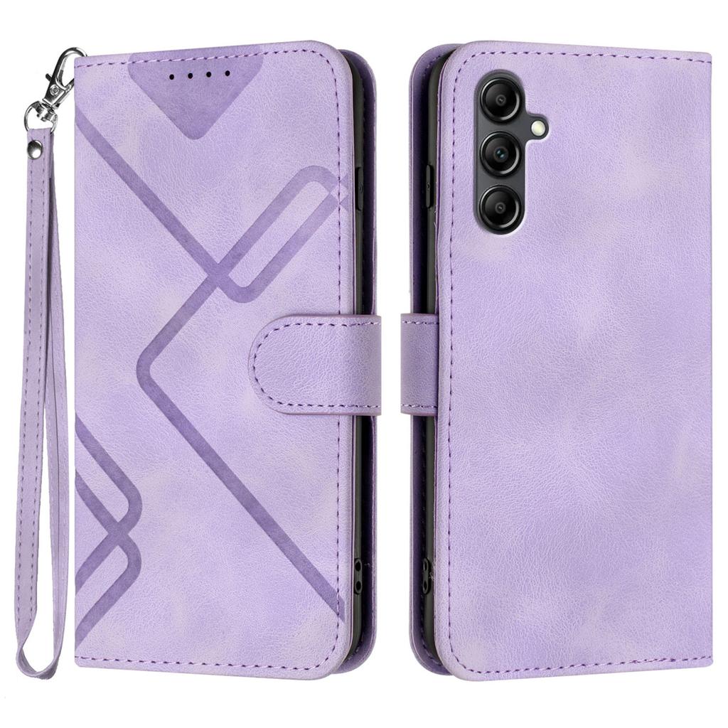 For Samsung Galaxy A15 5G/Galaxy A15 4G Wallet Case Line Imprinted PU Leather Phone Cover with Strap