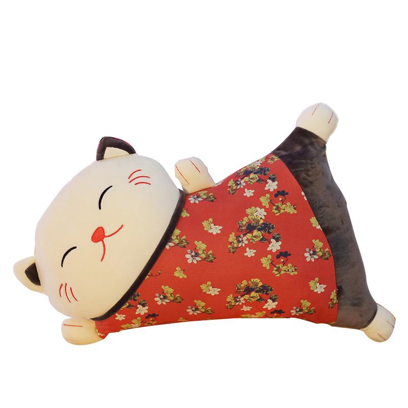 Подушка Lucky Cat в японском стиле двойного назначения, подушка для спинки дивана, офисная подушка для ремня безопасности, поясничная подушка для автомобиля