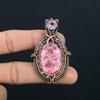 Wonderful Thulite & Kunzite Gemstone Handmade Pure Copper Wire Wrap Jewelry Pendant