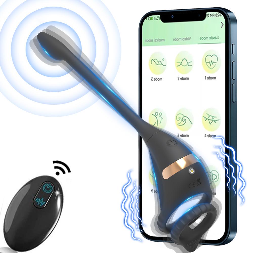 APP Controlled Cock Vibrator Male Prostate Massager Delayed Ejaculation Dual Motor 9 Modes Vibrating Sex Toy For Men CoupleGood product
