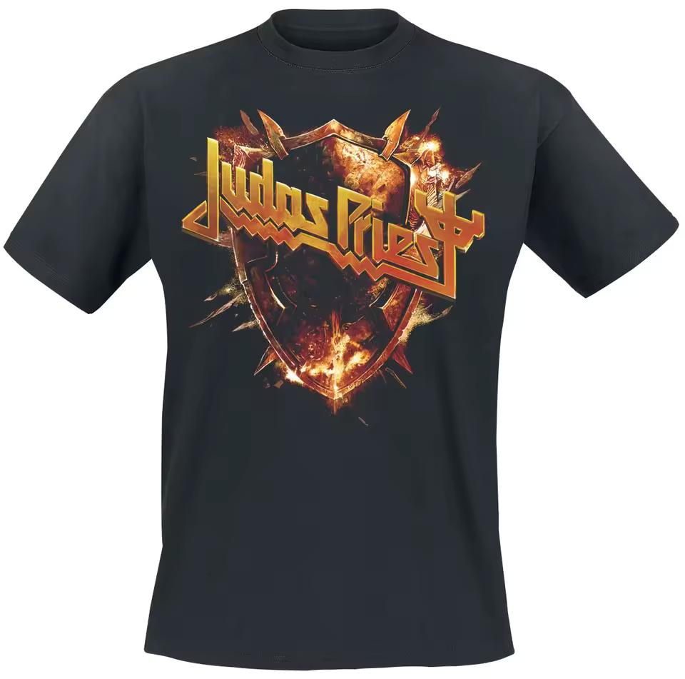 Judas Priest Fire Shield Graphic T-Shirt Soft Breathable Unisex Streetwear Tee Men Women Casual Crew Neck