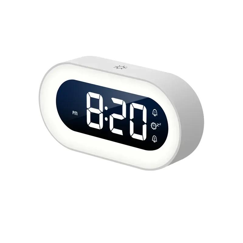 Music LED Digital Alarm Clock Voice Control Night Light Design Desktop Clocks Home Table Decoration Children Gifts