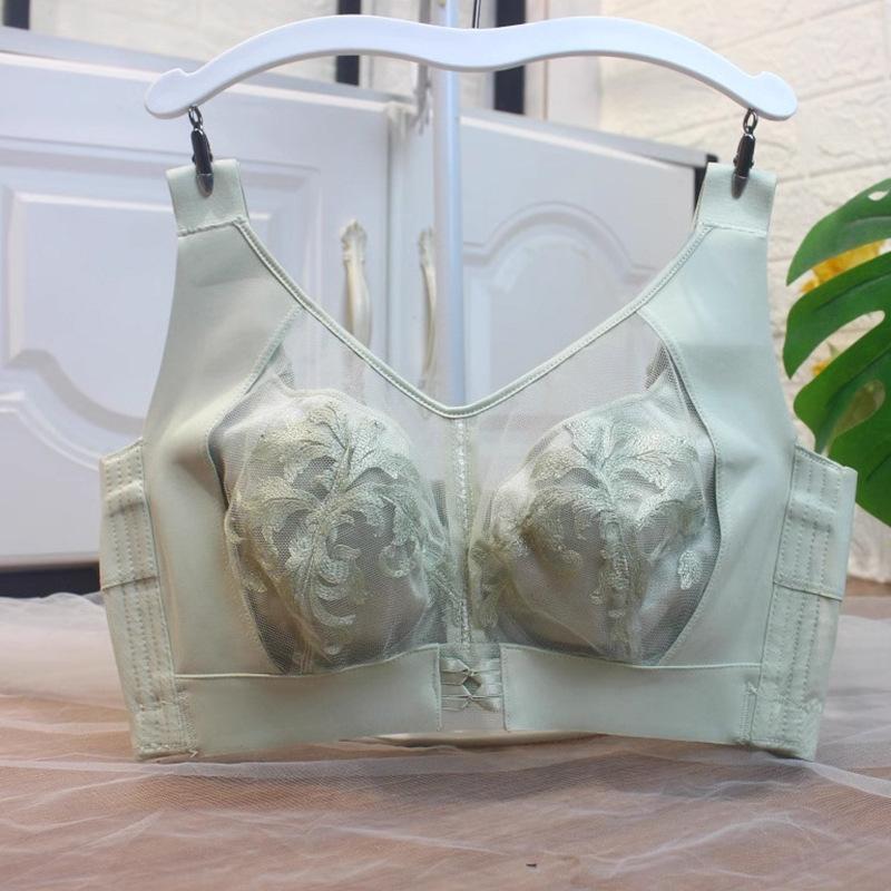 Large size embroidered tube top bra, large chest showing small thin cup underwear, close sub-breasts, wide shoulder straps, soft steel ring adjustment