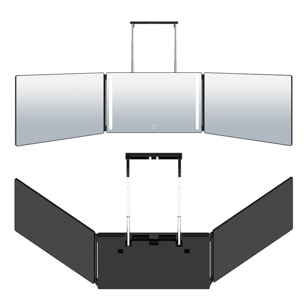 Трехстороннее зеркало для макияжа Зеркало для косметики с поворотом на 360 градусов со светодиодной подсветкой Зеркала для причесок Трехстворчатое зеркало для инструментов для стрижки волос