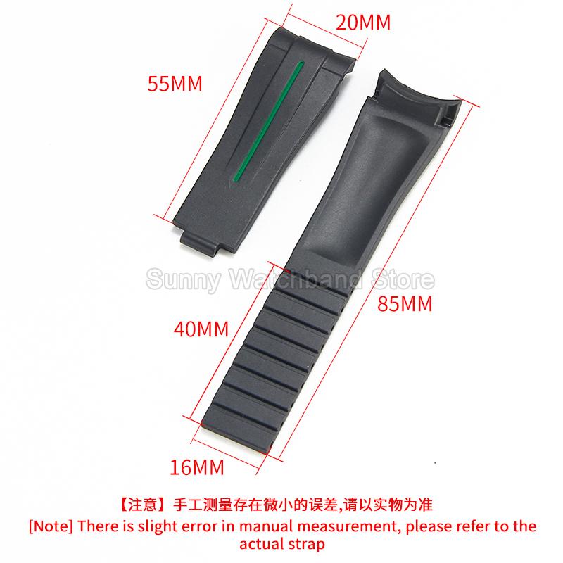 Силиконовый аксессуар для часов 20 мм Черный Стиль для Rolex Daytona Черный Зеленый Submariner Yacht-Master Водонепроницаемый Дышащий Ремешок для часов