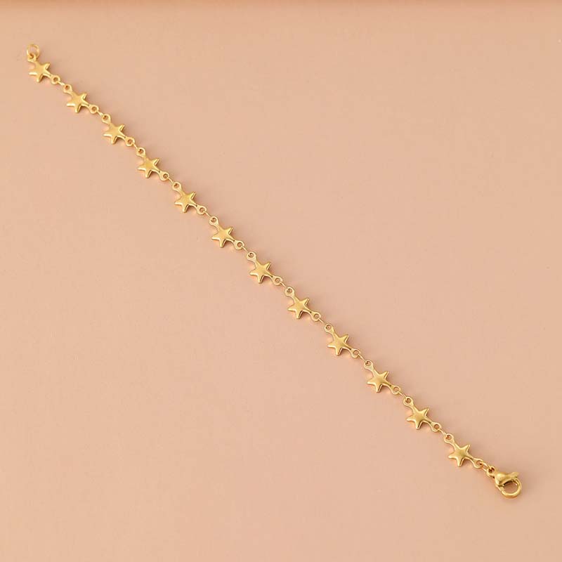 Stainless Steel Metal Star Chain Bracelets For Man Women Gold Silver Pentagram Pendant Bracelet Jewelry Gifts