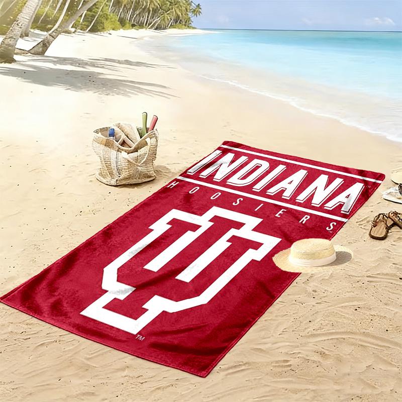 Indiana Hoosiers Print Beach Towel, Large Soft Quick Dry Towel for Beach Camping Swimming