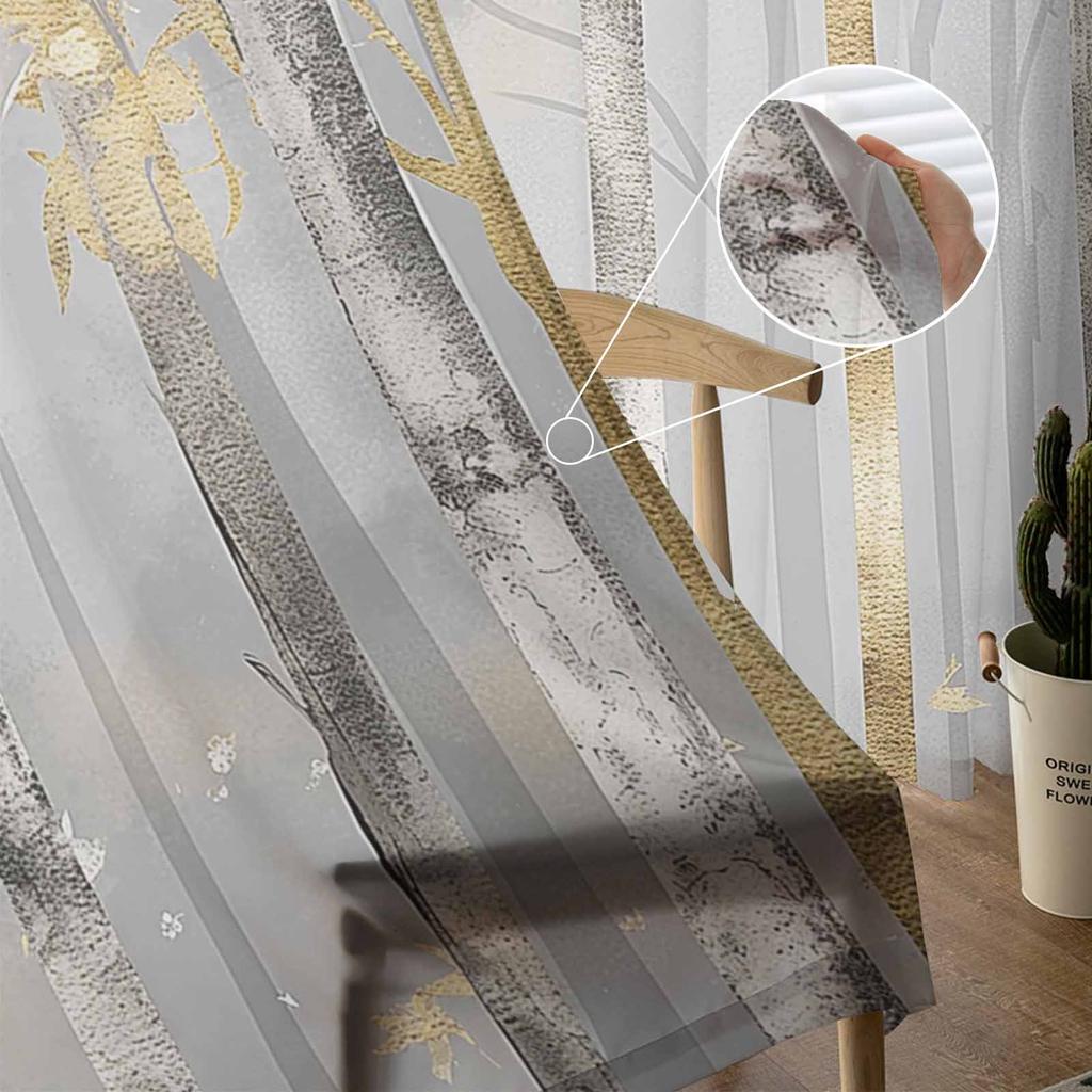 Картина маслом абстрактное дерево закат тюлевые оконные шторы для спальни роскошный домашний декор шторы в гостиной шифоновые панели