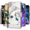 Fashion 3D Painted Pattern Phone Cover Lanyard Flip Leather Case For Samsung Huawei Honor Motorola Asus ZTE Google