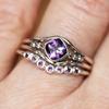 2Pcs/Set Vintage Purple Zircon Engagement Rings for Women Elegant Bridal Wedding Rings Set Jewelry Gift
