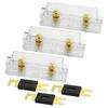3pcs ANL Fuse Holder with 80A ANL Fuse for Car Audio Amplifier, Gold Plated
