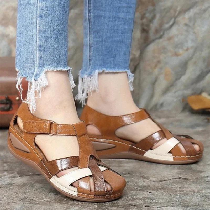 Fashion Women Sandals Sli On Round Female Slippers Casual Comfortable Outdoor Fashion Sunmmer Plus Size Shoes Women 35-43