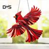 Red Bird Hanging Ornament Acrylic Flying Bird Pendant Winged Red Bird Suncatcher Decoration for Christmas Tree Window