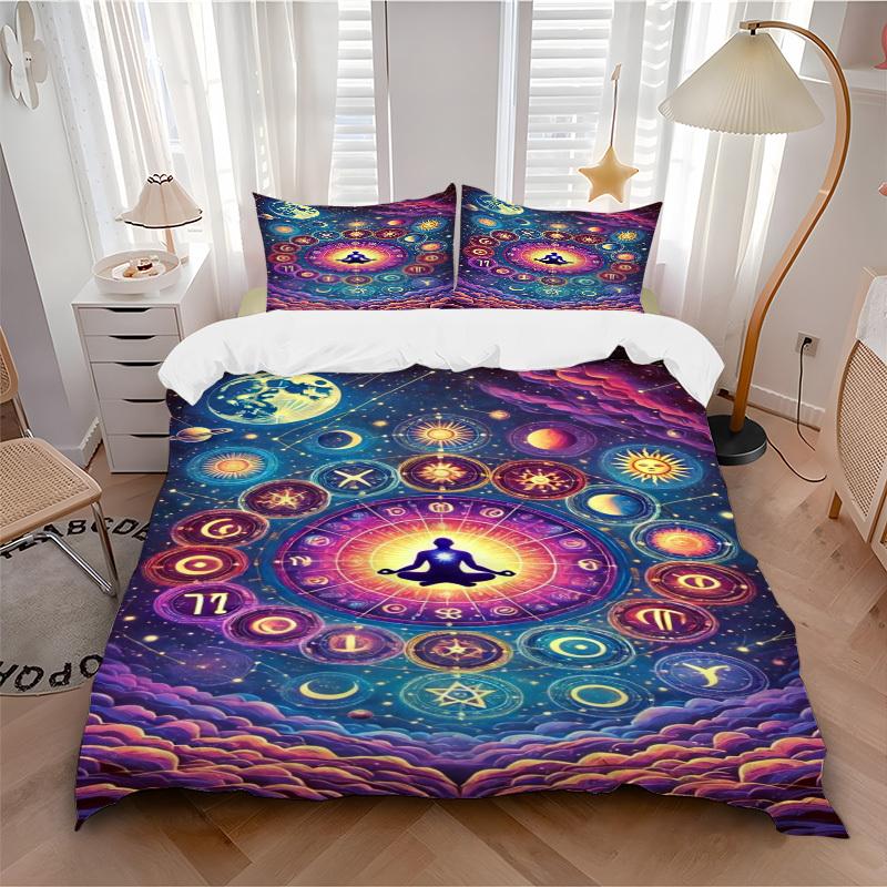 3pcs Cosmic Meditation Duvet Cover Set, Soft Comfortable Duvet Cover,Guest Room (1*Duvet Cover + 2*Pillowcase, Without Core) yy251104126