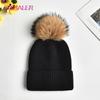 SOMALER Зимняя вязаная шерстяная шапка с меховым помпоном для девочек, женская модная пушистая теплая шапка-бини с манжетами и помпоном, женская осенне-осенняя повседневная кепка