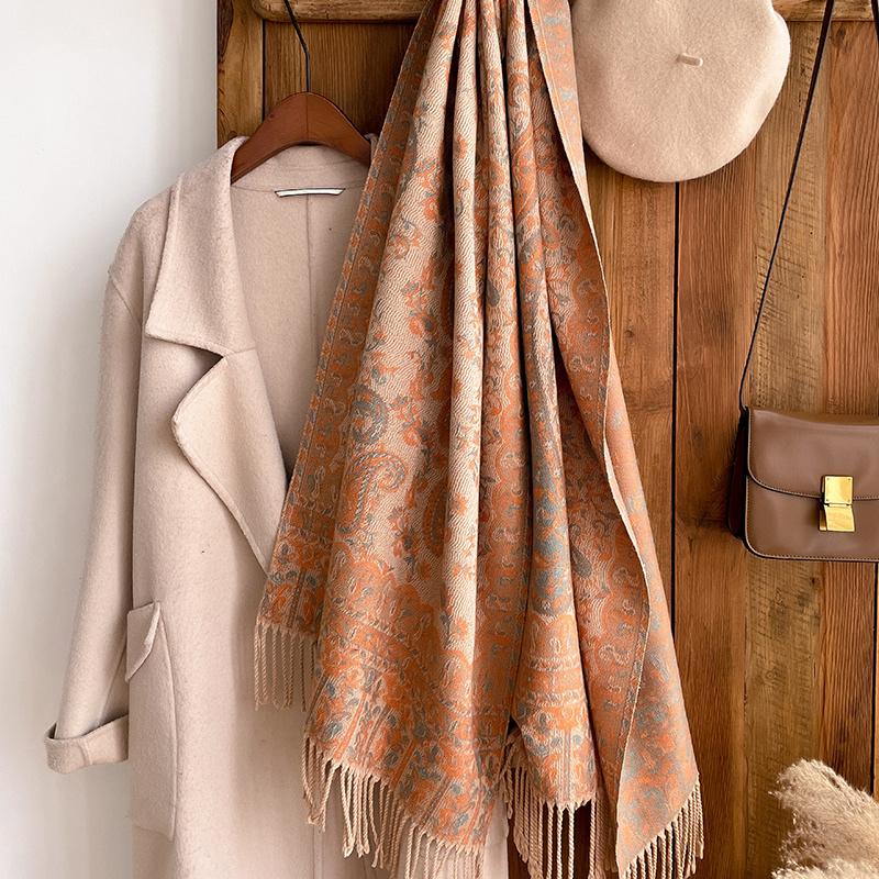 Fashion Thick Soft Cashmere Luxury Brand Jacquard Scarf Women Winter Poncho For Lady Casual Neckerchief Bandana Shawl Headband