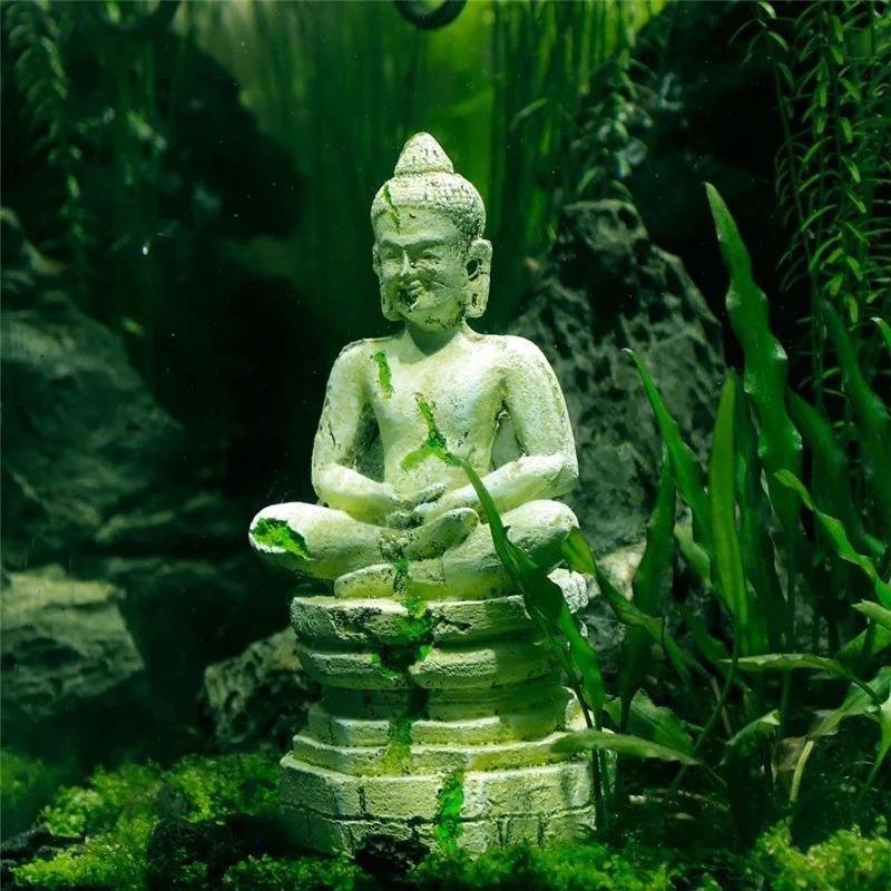1PC Aquarium Landscape Decorations Buddha Statue Sitting Fish Tank Ornamental Crafts