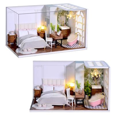 CUTEROOM Креативный миниатюрный набор для кукольного домика Масштабный деревянный DIY комната с защитой от пыли и светодиодной подсветкой Идеально подходит для любителей рукоделия и уникального декора дома - 132